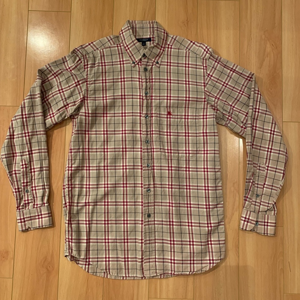 Auth BURBERRY check button down shirt